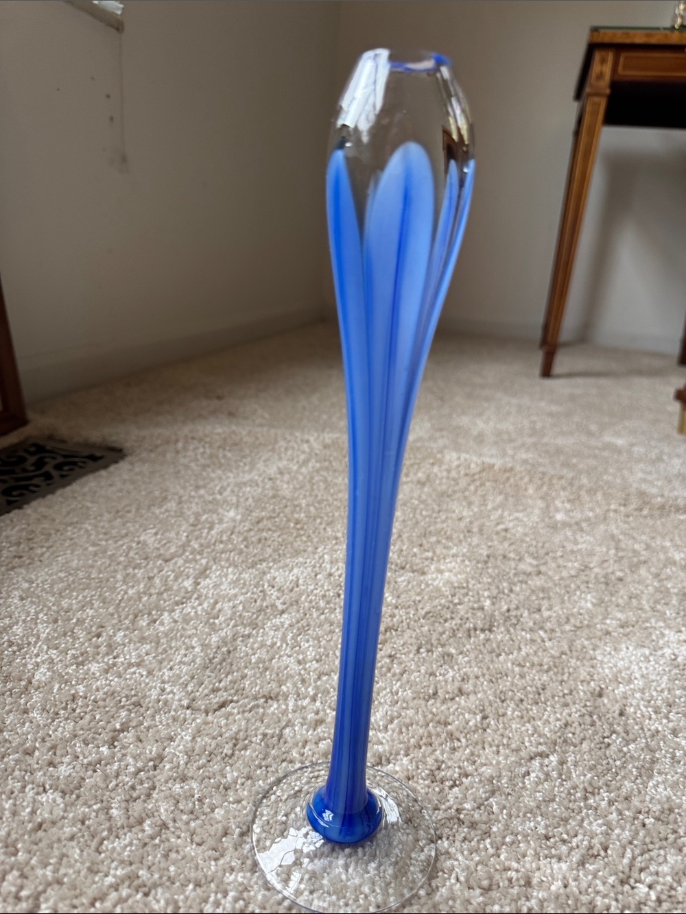 Blue Hand-Blown Glass Bud Vase - Home Accents Artist signed
